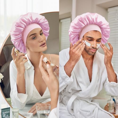 Satin Silk Bonnet for Hair, Double Layer Sleep Cap for Men & Women - Image 6