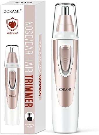 Ear and Nose Hair Trimmer Clipper - 2026 Professional Painless Eyebrow & Facial Hair Trimmer for Men Women, Battery-Operated Trimmer with IPX7 Waterproof, Dual Edge Blades for Easy Cleansing Pink by ZORAMI