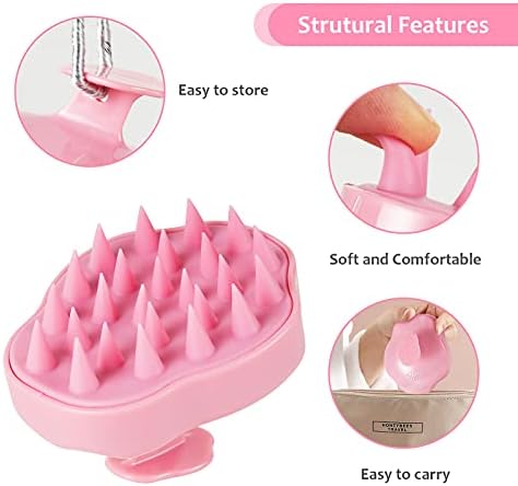 URTHEONE Soft Silicone Hair Scalp Massager Shampoo Brush for Wet Dry Oily Curly Straight Thick Thin Rough Long Short Natural Men Women Kids Pets Hair Care Tools（Pink - Image 2