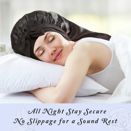 vidsel Long Bonnet with Tie, Satin Silk Sleep Bonnets for Women +Scrunchie - Image 6