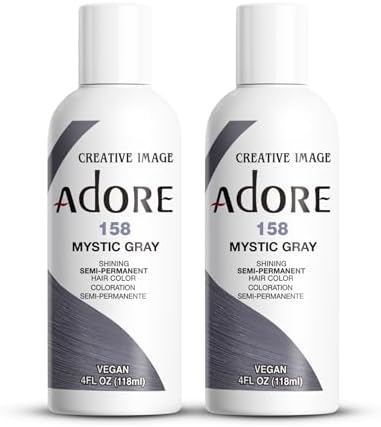 Adore Semi Permanent Hair Color, 158 Mystic Grey, 4 Fl Oz (2 Pack) by Adore