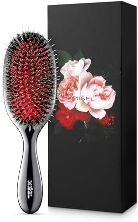 MISEL Professional Boar Bristle Hair Brush for Women and Men | Detangles All Natural Hair Types and Extensions | Reduces Breakage | Great for Wavy and Straight Hair | Salon-Approved | Medium by MI%C5%A0EL