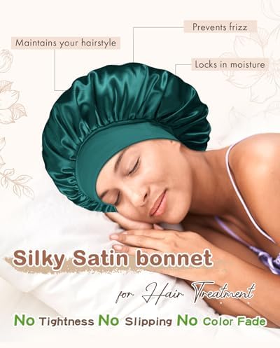 BONNET QUEEN Silk Bonnet for Sleeping Women Satin Bonnet Hair Wrap with Elastic Wide Band Sleep Cap for Curly Hair Night Cap - Image 3