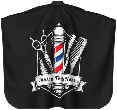 55x66in Black Custom Barber Cape, Personalized Designer Barber Cape for Salon, Gifts for Birthday Christmas - Image 2