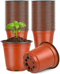 KINGLAKE 100 Pcs 4" Plastic Plants Nursery Pot/Pots Seedlings Flower Plant Container Seed Starting Pots,4 Inch,Red by KINGLAKE