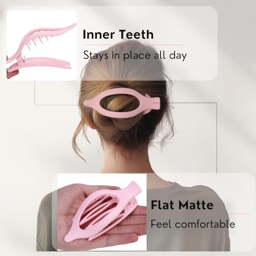 8 Pack Pastel Pink Flat Hair Clips – Cute Matte Gradient Claw Clips for Girls & Women, Strong Hold No-Slip Barrettes for Thick or Thin Hair, Aesthetic Soft Girl Style Accessories - Image 3
