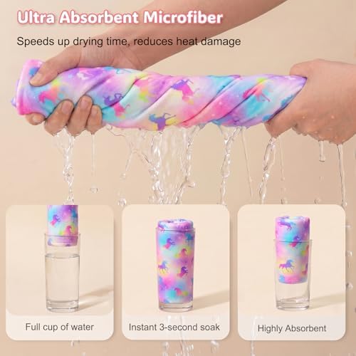 Basumee Microfiber Hair Towel Wrap for Kids Girls, Ultra Absorbent, 2 Pack - Image 2