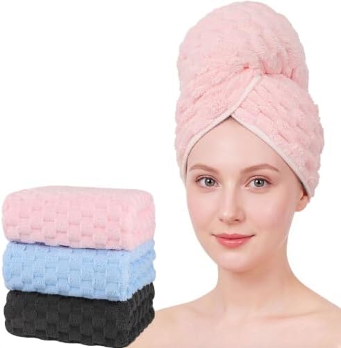 Super Soft Microfiber Hair Towels 3-Pack Lage Size (24x42 inch) for Women by BEELVTIFL