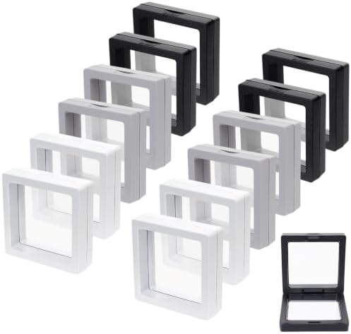12 Pcs 3D Floating Frame Display Stand, Transparent Jewelry Gift Boxes by Unknown