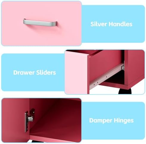 Manicure Table Nail Desk, Nail Station with Electric Dust Collector, Wrist Rest and Storage Drawers Cabinet, Beauty Salon Workstation for Nail Tech, Pink - Image 6