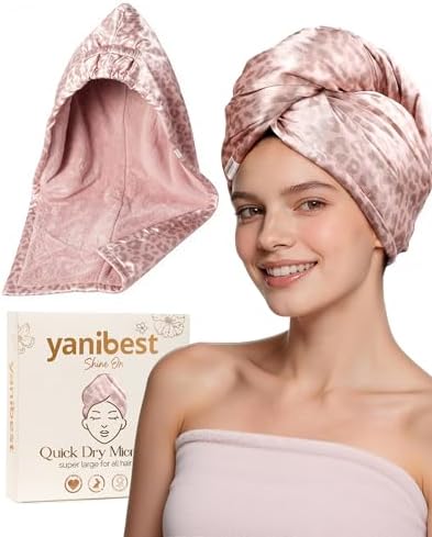 YANIBEST Satin Microfiber Hair Towel Wrap, Fast Drying Turban for Women by yanibest