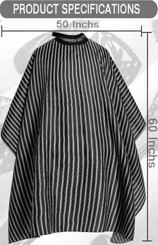 Professional Hair Cutting Cape with Adjustable Snap Closure, Salon Barber Cape,Waterproof Hairdressing Salon Cape Black Stripes - Image 2