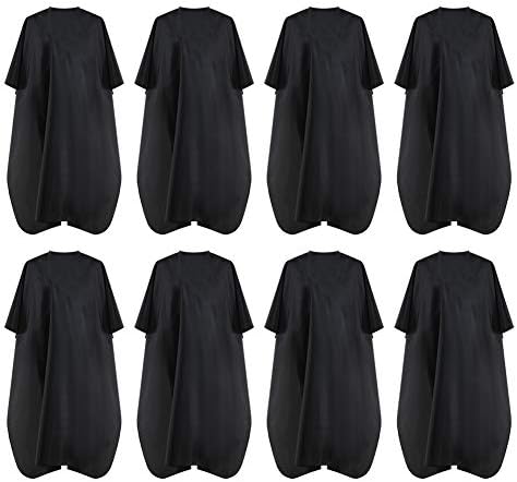 Black Waterproof Hair Salon Cape with Metal Snap Closure - 8 Pack by BSFHH