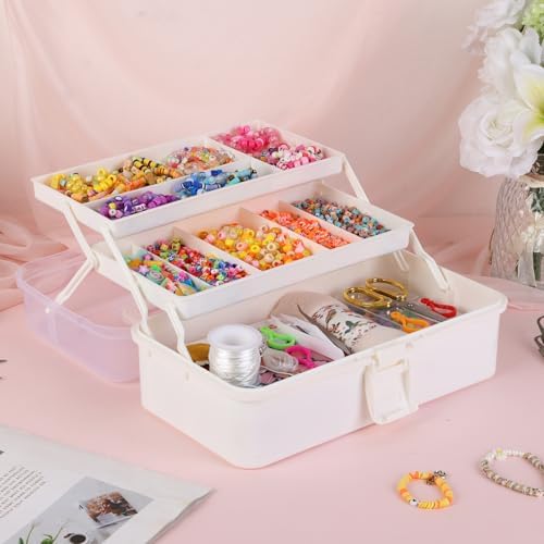 Tackle Box, 3-Layer Craft Sewing Medicine Art Hair Tool Organizer White - Image 6
