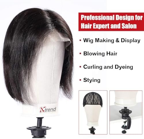 XTREND 21"-24'' Poly Canvas Block Head for Making Head Weft/Wig/Hair Extension Making Display Styling Mannequin Head with Stand Set Manikin Canvas Head Hair Accessories - Image 4
