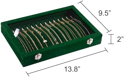 Frebeauty 15 Hooks Necklace Organizer,Velvet Necklace Holder Tray with Lid - Image 2