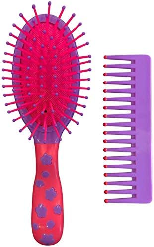 Scunci 2-Piece Girl Set Cushion Brush and Comb in Assorted Colors (1-Pack) by SCUNCI+