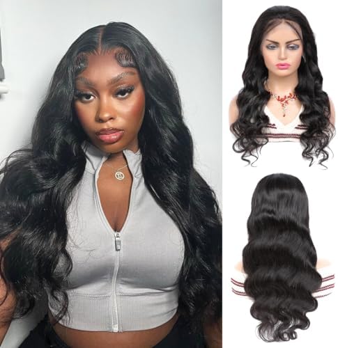 ALHER 21-21.5 Small Cap Lace Front Wigs Human Hair Pre Plucked Body Wave, 13X4 HD Transparent Frontal Wigs 150% Density for Women 22 Inch by ALHERHumanHairWigsBundles