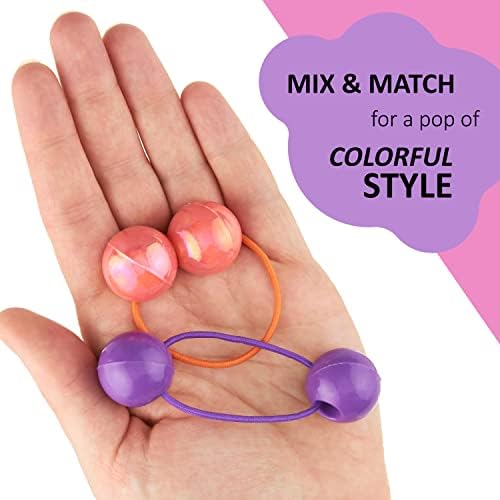 16pc Brightly Colored Ponytail Ball Hair Elastics -24mm Hair Ties for Kids - Image 4