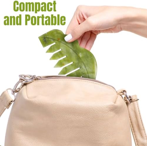 Geiserailie 2 Pcs Jade Combs Gua Sha Stone Scalp Massage Tool - Image 6