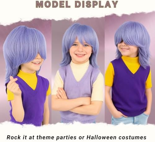 PUREHAIR Kids Short Black Wig with Tattoos for Boys Costume - Image 7