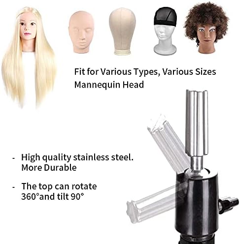 55 Inch Wig Stand Tripod Mannequin Head Stand Heavy Duty Wig Stand Tripod for Styling Wig (Black,Mannequin Head Not Included) - Image 5