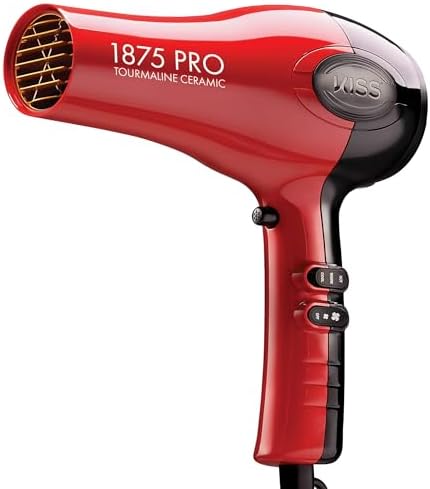 Kiss 1875 Watt Pro Tourmaline Ceramic Hair Dryer, Styling Edition, 3 Heat Settings, 2 Speed Settings, Cool Shot Button, 7 Blow Dryer Accessories Included, 2-Year Warranty - Red - Image 5