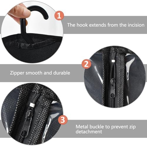 5Pcs 31.5in Hair Extension Holder Wig Storage Bag with Hanger, Black - Image 5