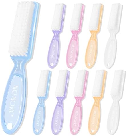 NICEMOVIC 10 Pcs Nail Brush for Cleaning Fingernails, Handle Grip Nail Scrubber Brush, Hand Fingernail Cleaner Brush Manicure Tools Scrub Cleaning Brushes Kit, Use for Toe and Nail Cleaning (Clear) by NICEMOVIC