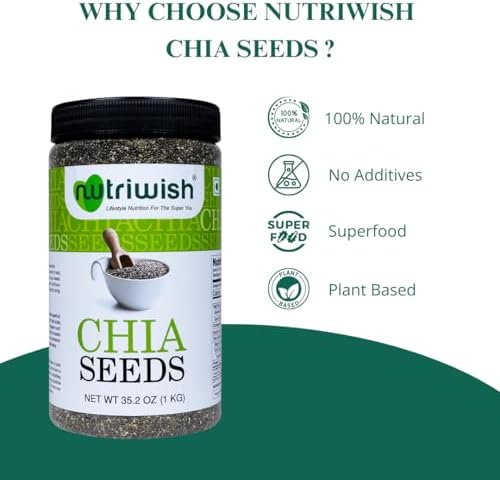 Nutriwish Chia Seeds 35.2 oz (1kg) | 100% Natural, Superfood & Keto-Friendly | Perfect for Smoothies, Puddings & Baking - Image 2