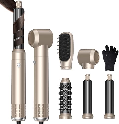 OKWRAP 5 in 1 Hair Dryer Brush Set, Hot Air Styler with Auto Wrap Curler, Detachable Blow Dry Brush for Drying, Curling, Straightening & Smoothing by OKWRAP