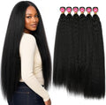 REECHO Yaki Straight Hair Bundles, 6PCS Super Protein Fiber Kinky Straight Quick Weave Bundles 24 26 28 Inch Full Head Synthetic Hair Extensions for Women - Jet Black by REECHO