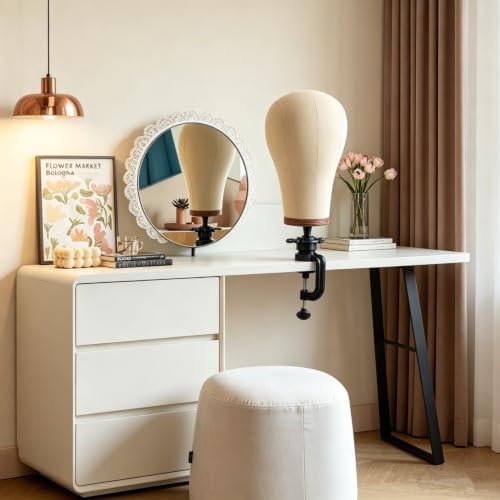 Wig Head 23 Inch Cork Canvas Head Mannequin Head for Wigs Making Display - Image 5
