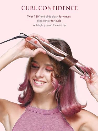 LANDOT 2 in 1 Hair Straightener and Curler, Twist Flat Iron Dual Voltage 1" - Image 3