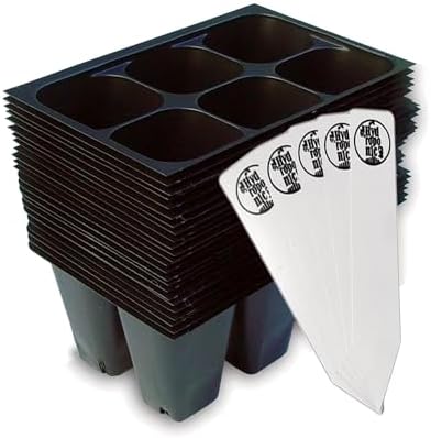 Seed Starter Trays, 144 Cells (24 Trays - 6 Cells Per Tray) + Plant Stakes by TheHydroponicCity