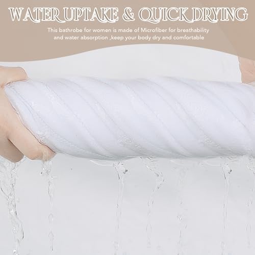 SINLAND Microfiber Women Spa Wrap Bath Body Towels, White, 32"x80" - Image 5