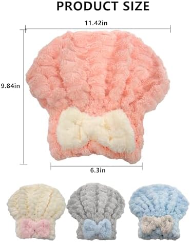 4-Pack Microfiber Hair Towel Cap for Short/Medium Hair, No Twist, No Tug, Soft Absorbent Drying Hat with Bow for Women - Great for Skincare, Makeup, Shower - Image 2