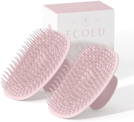 ecoed 2 PC Scalp Massager Shampoo Brush, Scalp Scrubber & Exfoliator(Pink) by ECOED
