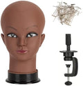 Bald Mannequin Head Brown Female Professional Cosmetology Training Mannequin Bald for Wig Making and Display Afro American Mannequin Head with Free Clamp Stand (brown-02) by Unknown