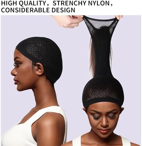 Fandamei Wig Cap, Hair Net for Wigs for Women, 30 CM Large Mesh Wig Cap for Long Hair, Nylon Hair Net Non Slip for Halloween Rave Party Cosplay-Black 2 PCS - Image 5