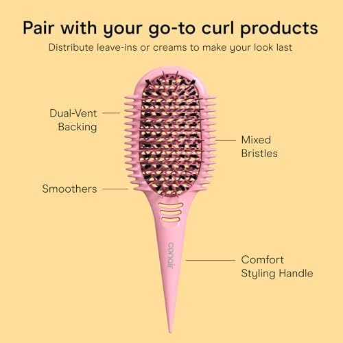 Conair Detangling Hair Brush, Tight Curls & Long Hair, Mixed Bristles - Image 4