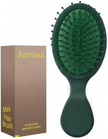 Mini Hair Bursh for Kids Women and Men, Protable Travel Size Hair Brush for Pockets Purse backpack, Mini Detangler Brush for All Hair Types, Small Hair Brush for Detangling(Green) by aestheticspracticality