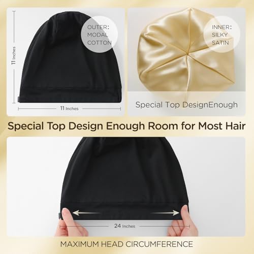 2Pcs Satin Lined Bonnet for Sleeping for Women Men - Image 4