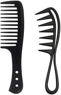 2 Pcs Wide Tooth Comb, Large Tooth Curl Comb Shark Teeth Hair Hairstyle Tool for Curly Wet Wavy Thick Hair Wigs Barber Salon, Women Men by joaoxoko