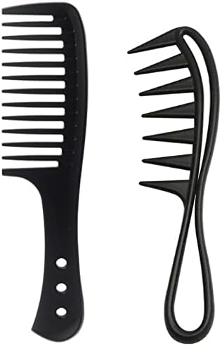 2 Pcs Wide Tooth Comb, Large Tooth Curl Comb Shark Teeth Hair Hairstyle Tool for Curly Wet Wavy Thick Hair Wigs Barber Salon, Women Men by joaoxoko