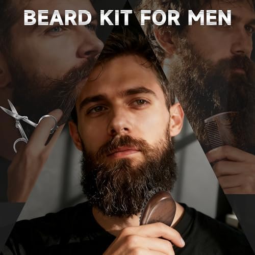 BFWood Mens Beard Brush Comb Kit, Small Travel Beard Set - Natural Boar Bristles With Black Walnut Wood, Grooming Sandalwood Mustache Comb, Mustache Trimming Sissors With Storage Bag - Image 2
