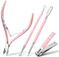 Makartt Pink Cuticle Trimmer Set with 2 Pushers, Nail Clipper & Nipper by Makartt