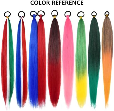 LyoRuSi 2 Pack Braid Ponytail Extension 26'' Black Red Ponytail Extension - Image 6