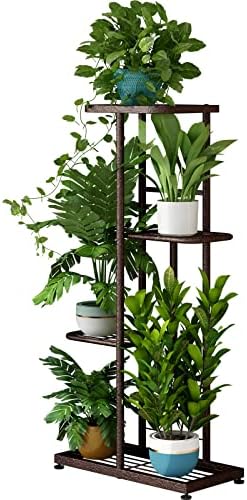 LINZINAR 4 Tier Plant Stand Indoor Outdoor Metal Flower Pot Display Shelf by LINZINAR