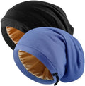 2 Pcs Adjustable Silk Hair Bonnet for Sleeping, Satin Lined Sleep Cap for Women and Men, Silk Hair Wrap Slouch Beanie. by Unknown